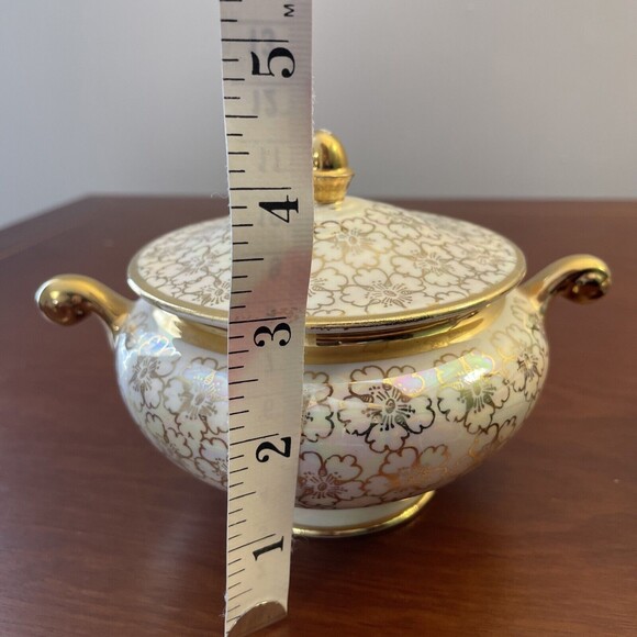 Eggshell Nautilus Cream Sugar Bowl W Lid Floral USA K47N6 F62N5 - Picture 13 of 16